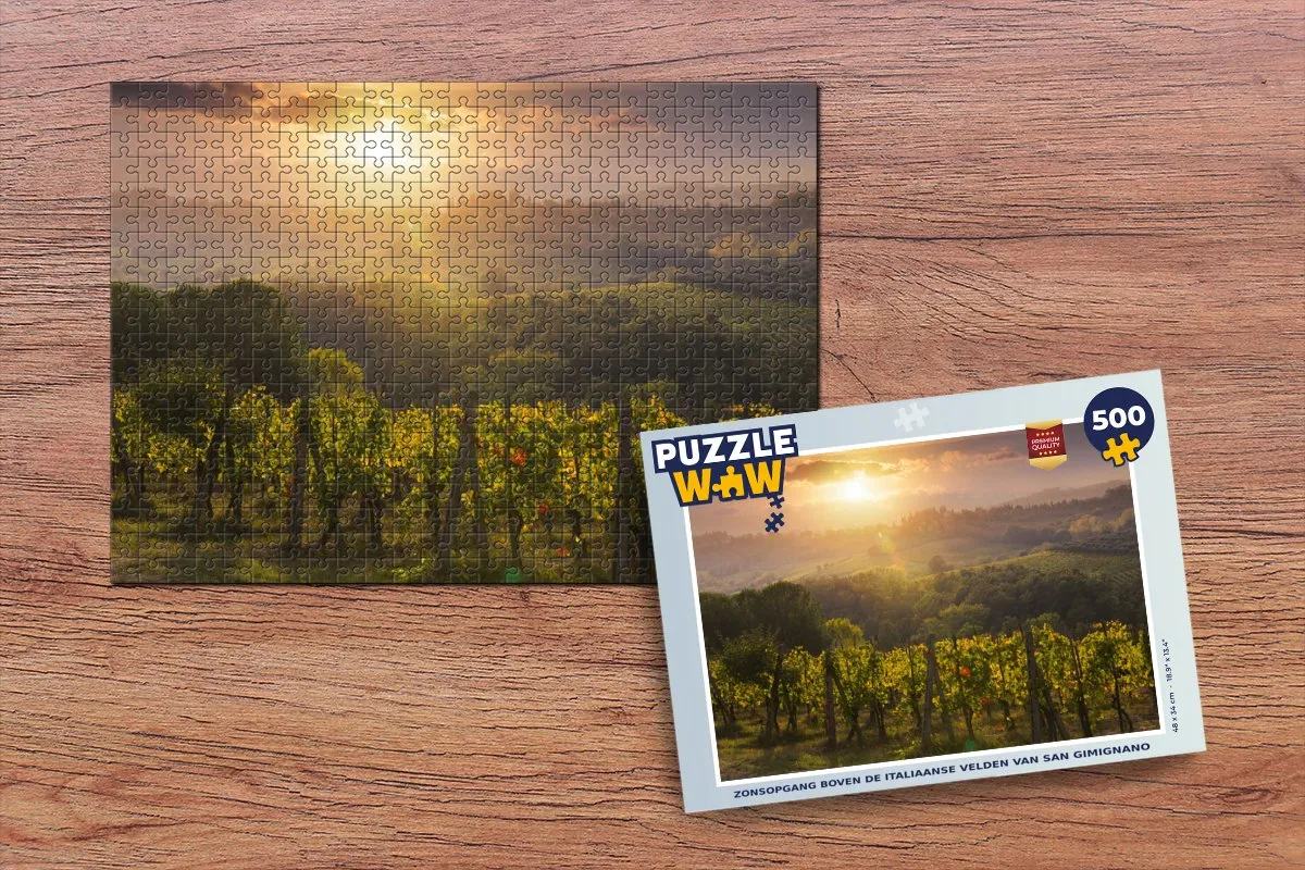 PuzzleWow Legpuzzel Zonsopgang San Gimignano 500 Stuks