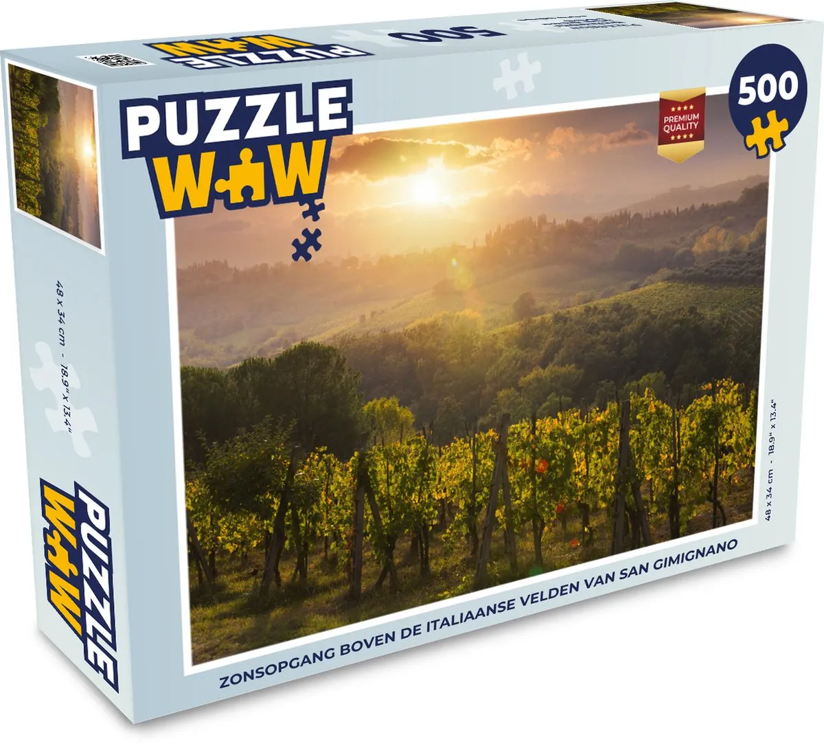 PuzzleWow Legpuzzel Zonsopgang San Gimignano 500 Stuks - Multicolor