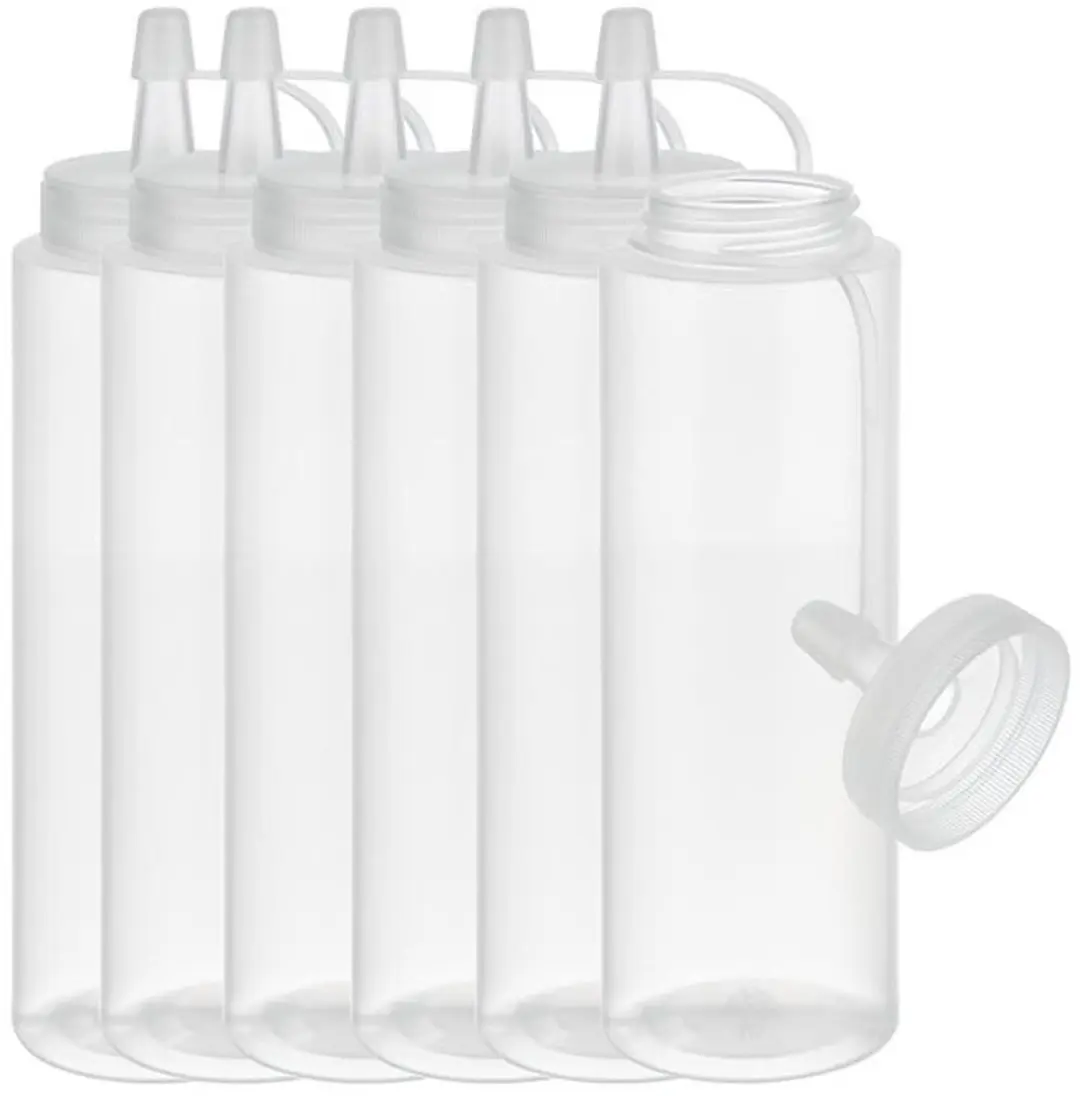 APS Quetschflasche, 490 ml, transparent, 6er Set aus Polyethylen, mit Schraubdec
