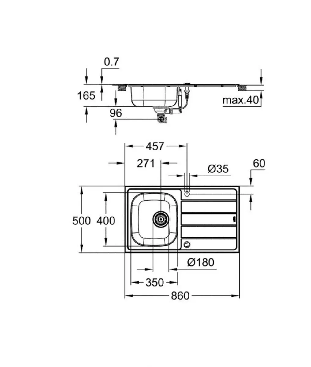 Grohe K500 Inbouwspoelbakset 31565SD1 - RVS/Chroom - afbeelding 3 van 5