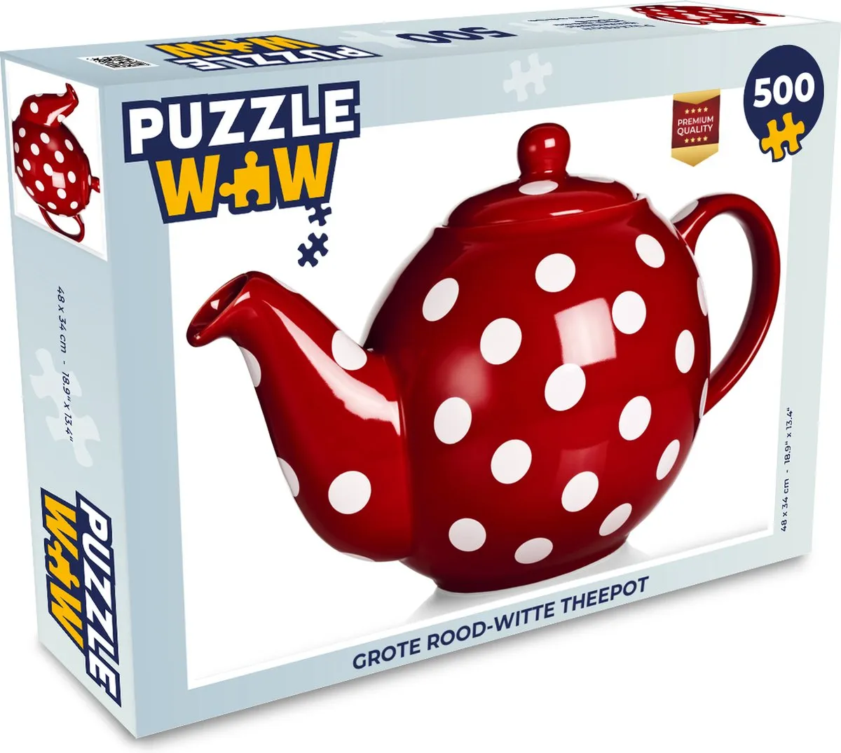 PuzzleWow Grote Rood-Witte Theepot Legpuzzel 500 Stuks