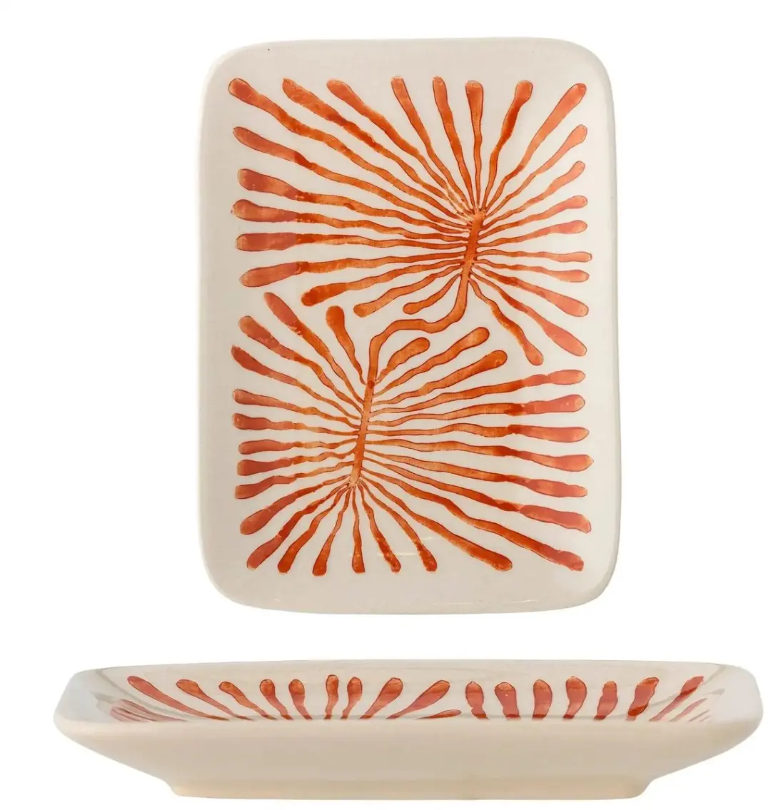 Bloomingville Fauni bordje met rood plantmotief