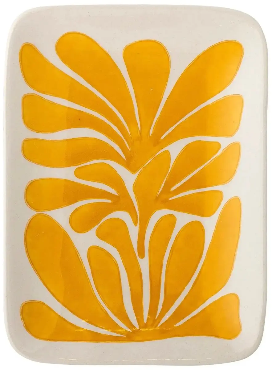 Bloomingville Fauni bordje met geel plantmotief
