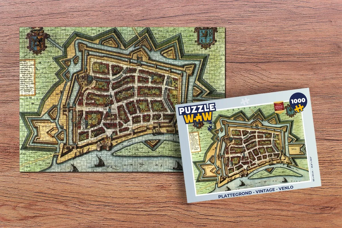 PuzzleWow Venlo Vintage Stadskaart Puzzel - 1000 Stuks - Multicolor