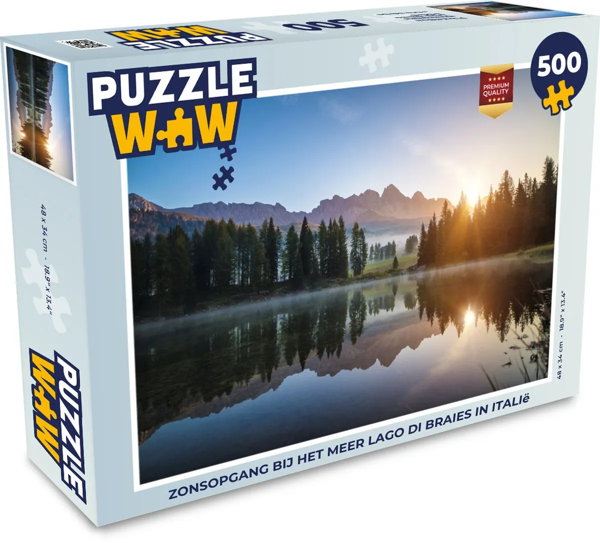PuzzleWow Legpuzzel Lago di Braies 500 Stuks - Multicolor