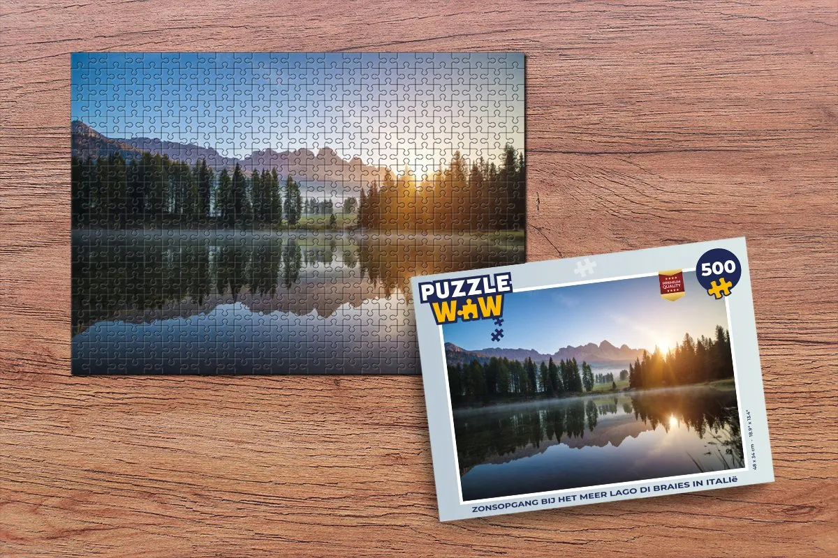 PuzzleWow Legpuzzel Lago di Braies 500 Stuks - Multicolor