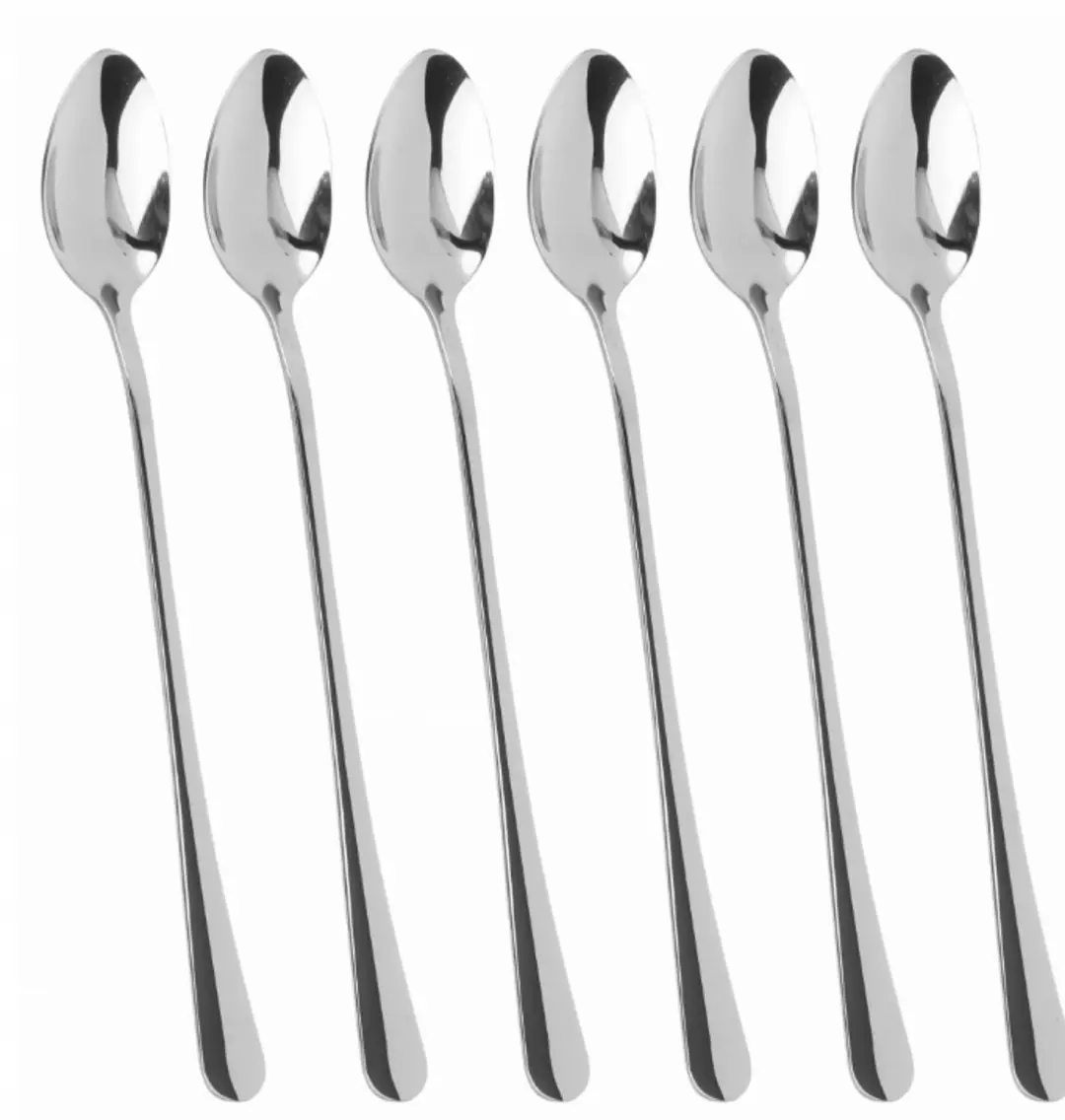 6x Lange Cocktaillepels RVS