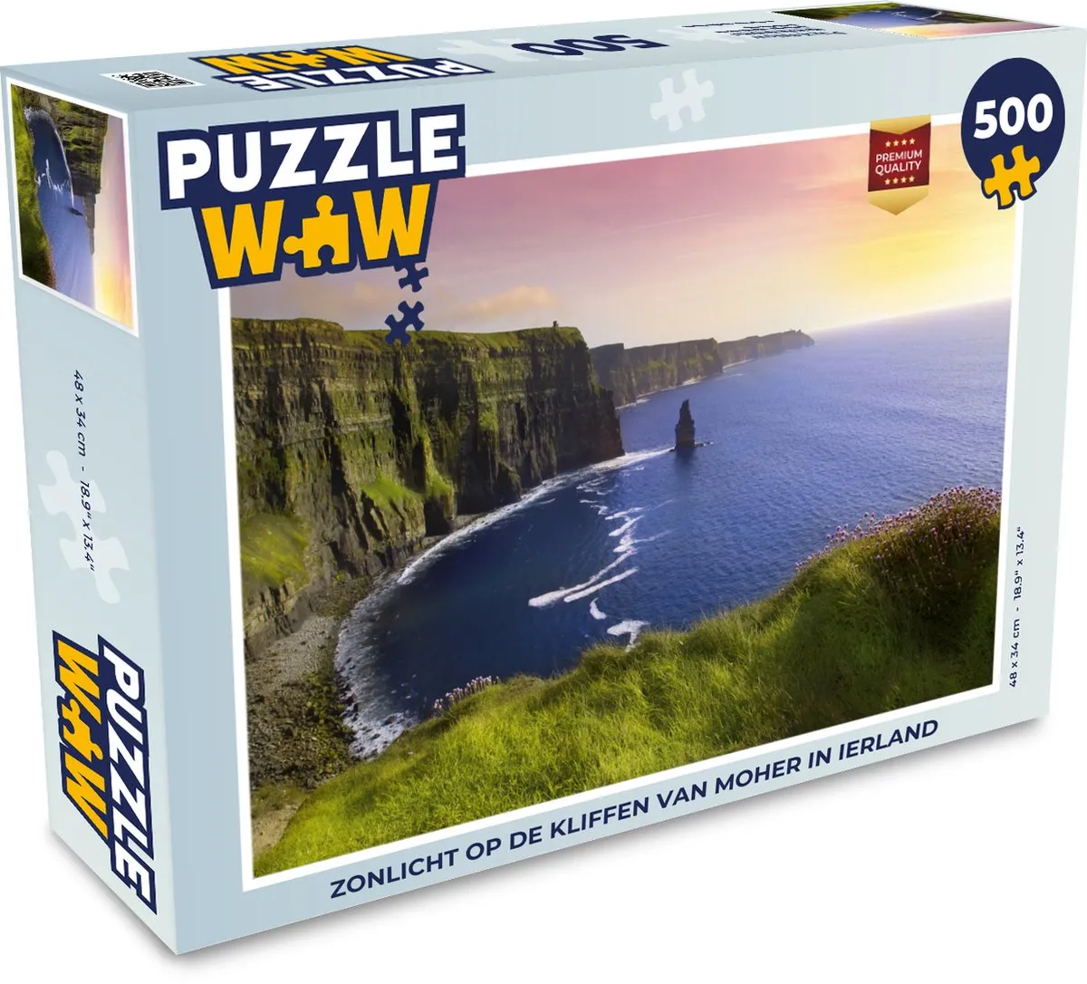 PuzzleWow Legpuzzel Zonlicht op de Kliffen van Moher 500 Stuks - Multicolor