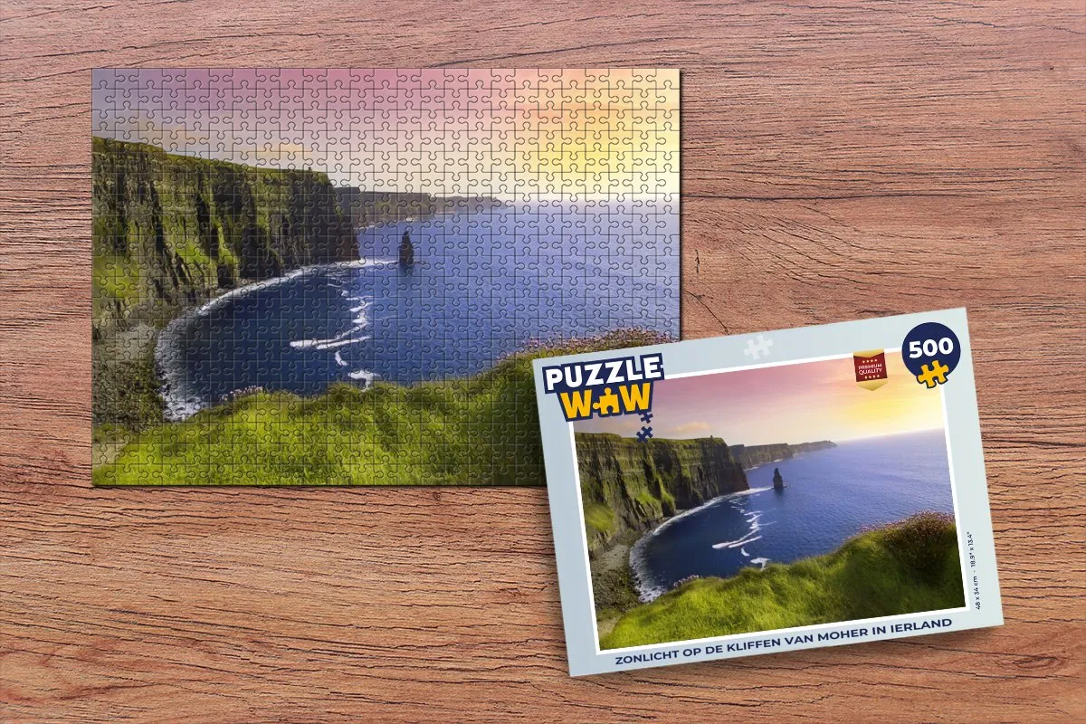 PuzzleWow Legpuzzel Zonlicht op de Kliffen van Moher 500 Stuks