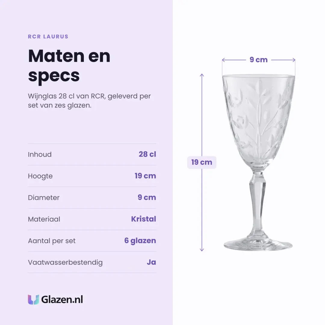 RCR Laurus Wijnglas Nr 2 28cl - Set van 6 - afbeelding 5 van 6
