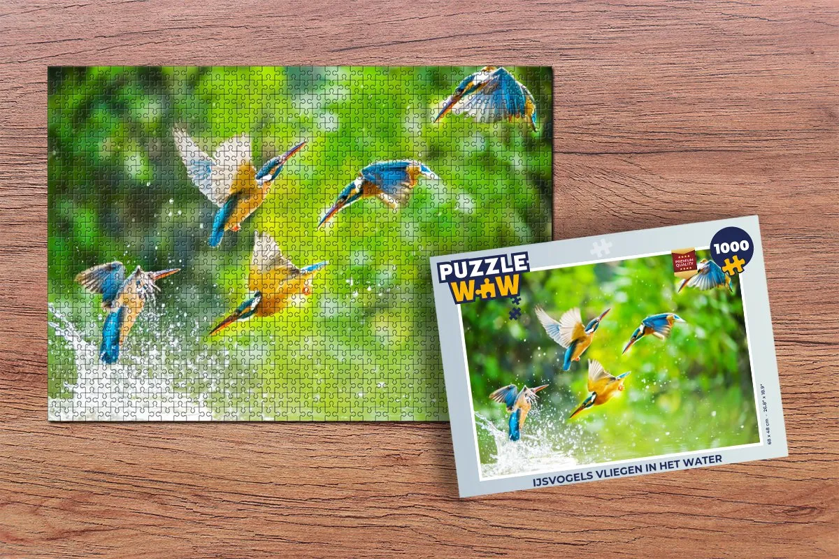 PuzzleWow IJsvogels vliegen in het water Legpuzzel 1000 Stuks - Multicolor
