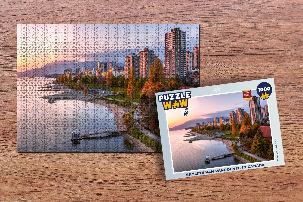 PuzzleWow Skyline Vancouver Legpuzzel 1000 Stuks - Multicolor