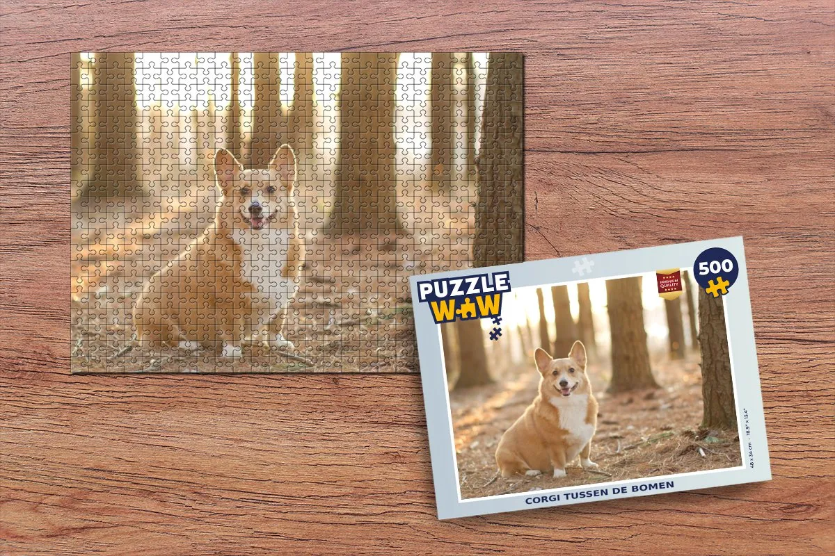 PuzzleWow Legpuzzel Corgi tussen de bomen 500 Stuks - Multicolor