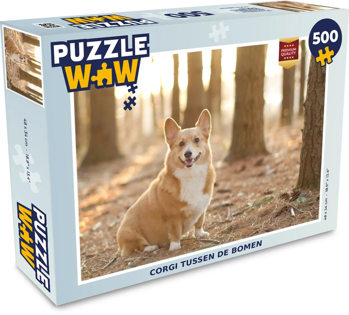 PuzzleWow Legpuzzel Corgi tussen de bomen 500 Stuks
