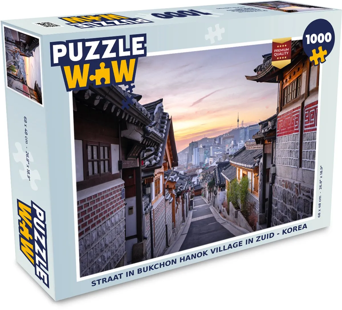 PuzzleWow Straat in Bukchon Hanok Village Legpuzzel 1000 Stuks - Multicolor