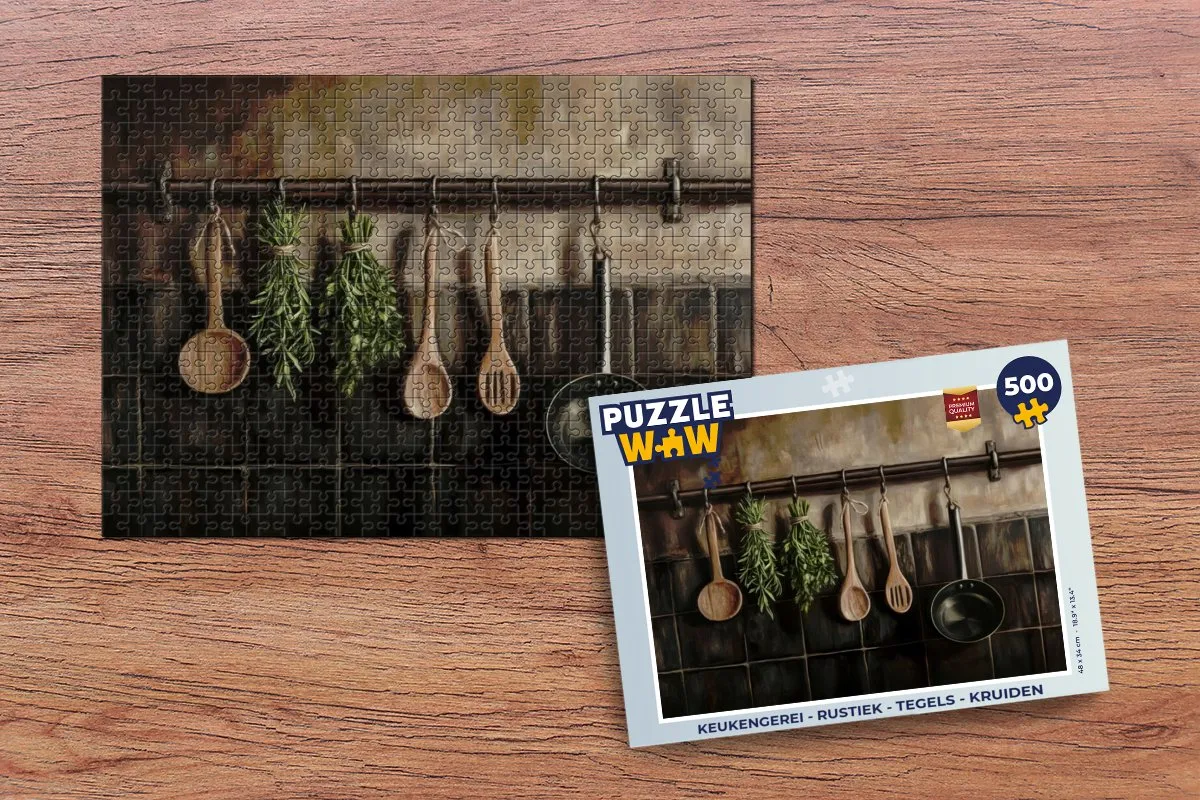 PuzzleWow Rustiek Tegelkeuken Legpuzzel 500 Stuks - Stilleven