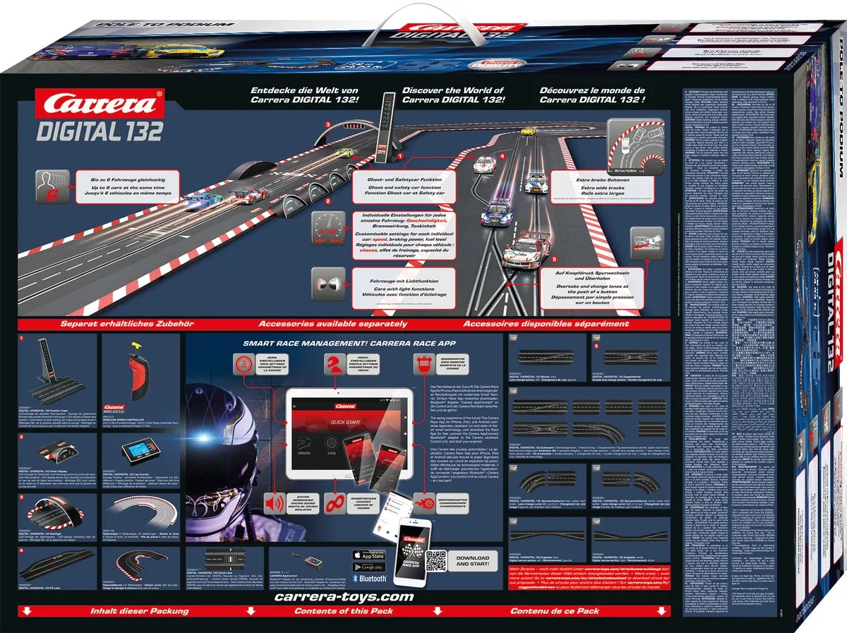 Carrera Racebaan DIGITAL 132 Pole to Podium Mercedes-AMG GT3 Evo vs Ferrari 296 GT3 - 7,6m - Multi