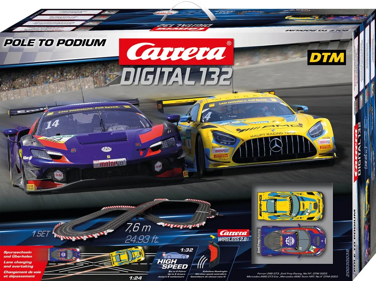 Carrera Racebaan DIGITAL 132 Pole to Podium Mercedes-AMG GT3 Evo vs Ferrari 296 GT3 - 7,6m - Multi