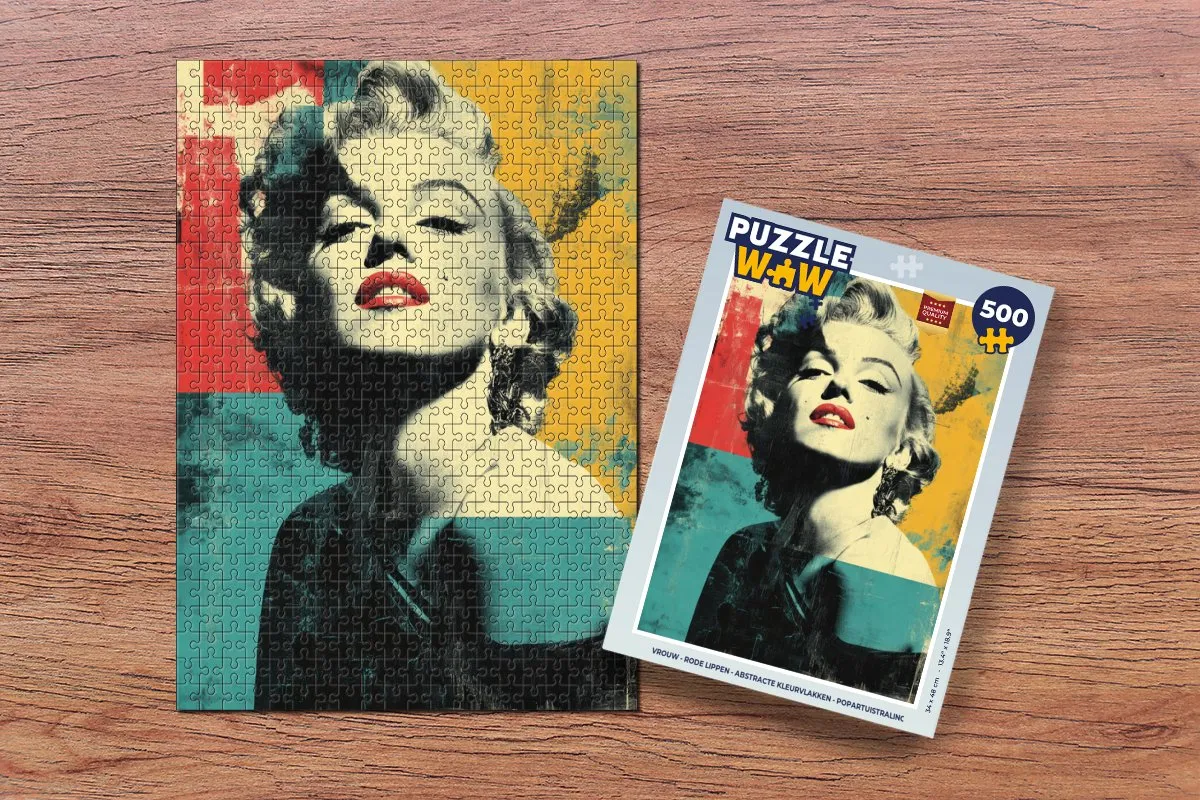 PuzzleWow Vrouw Rode Lippen Legpuzzel 500 Stuks - Abstract Popart