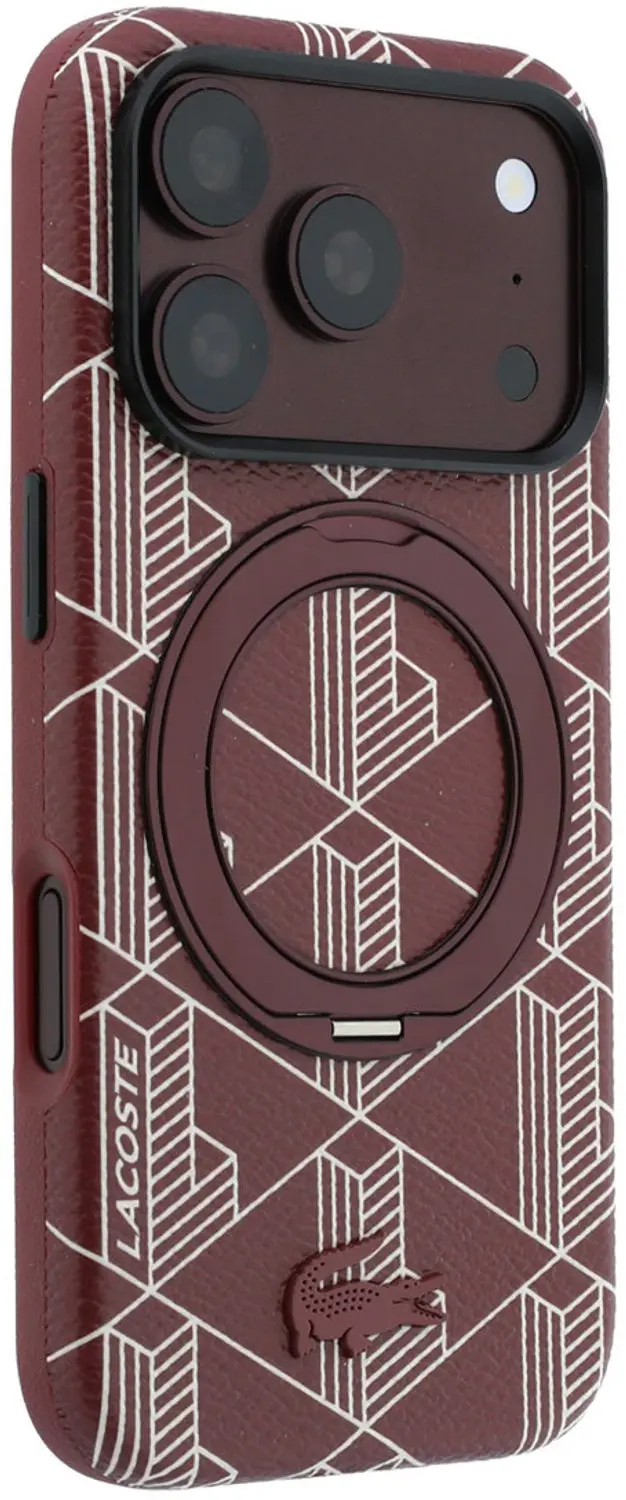 Lacoste Backcover iPhone 18 Pro - Ringhouder - Bordeauxrood - afbeelding 4 van 6