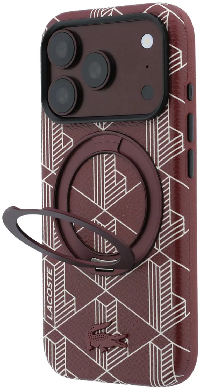 Lacoste Backcover iPhone 18 Pro - Ringhouder - Bordeauxrood - afbeelding 2 van 6