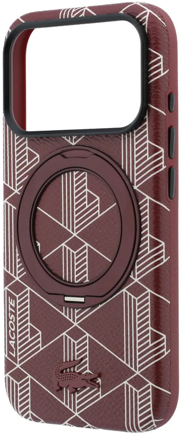 Lacoste Backcover iPhone 18 Pro - Ringhouder - Bordeauxrood - afbeelding 6 van 6