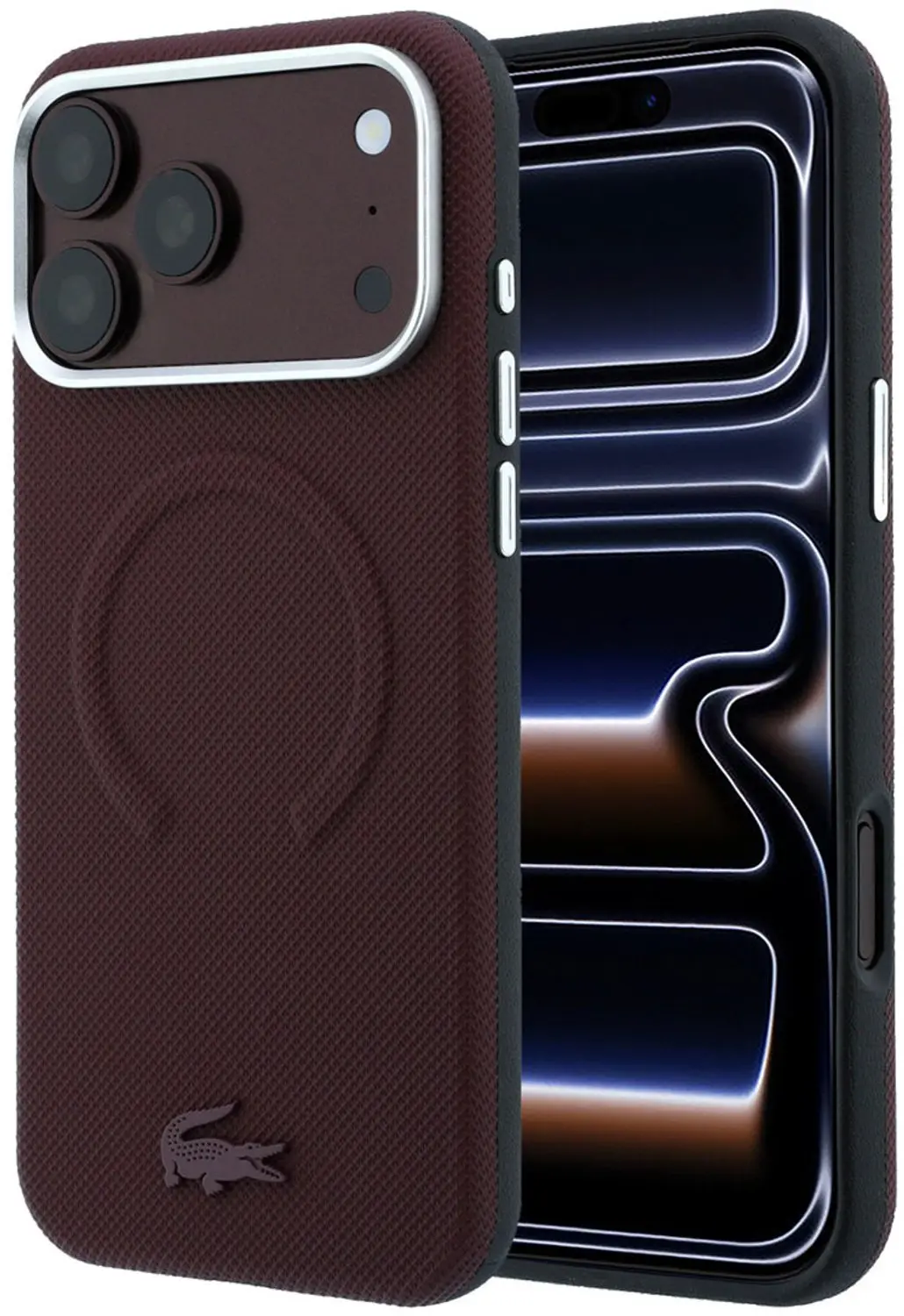 Lacoste Petit Pique iPhone 18 Pro Hoesje - Bordeauxrood - afbeelding 3 van 6