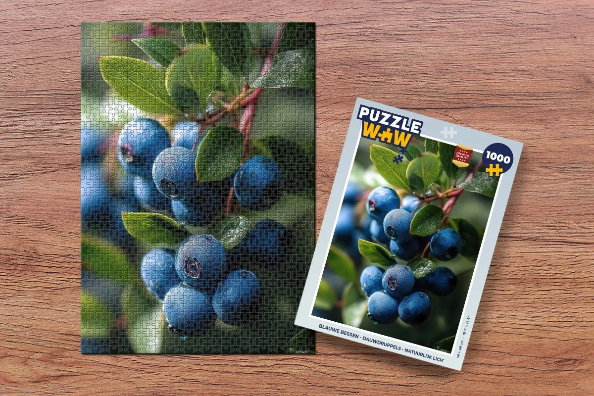 PuzzleWow Blauwe Bessen Legpuzzel 1000 Stuks - Blauw