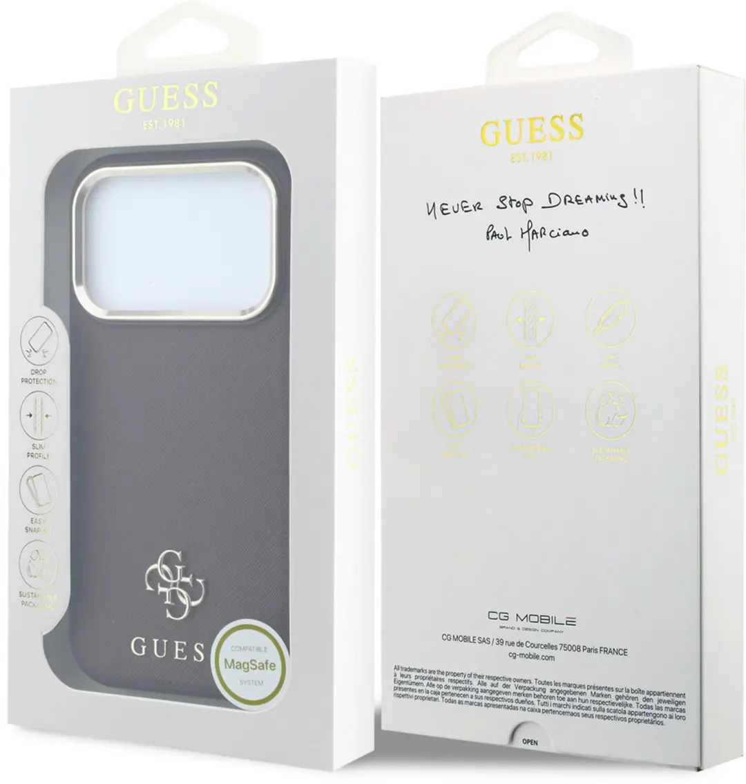 Guess Saffiano MagSafe Hoesje iPhone 18 Pro - Bordeauxrood - afbeelding 6 van 6