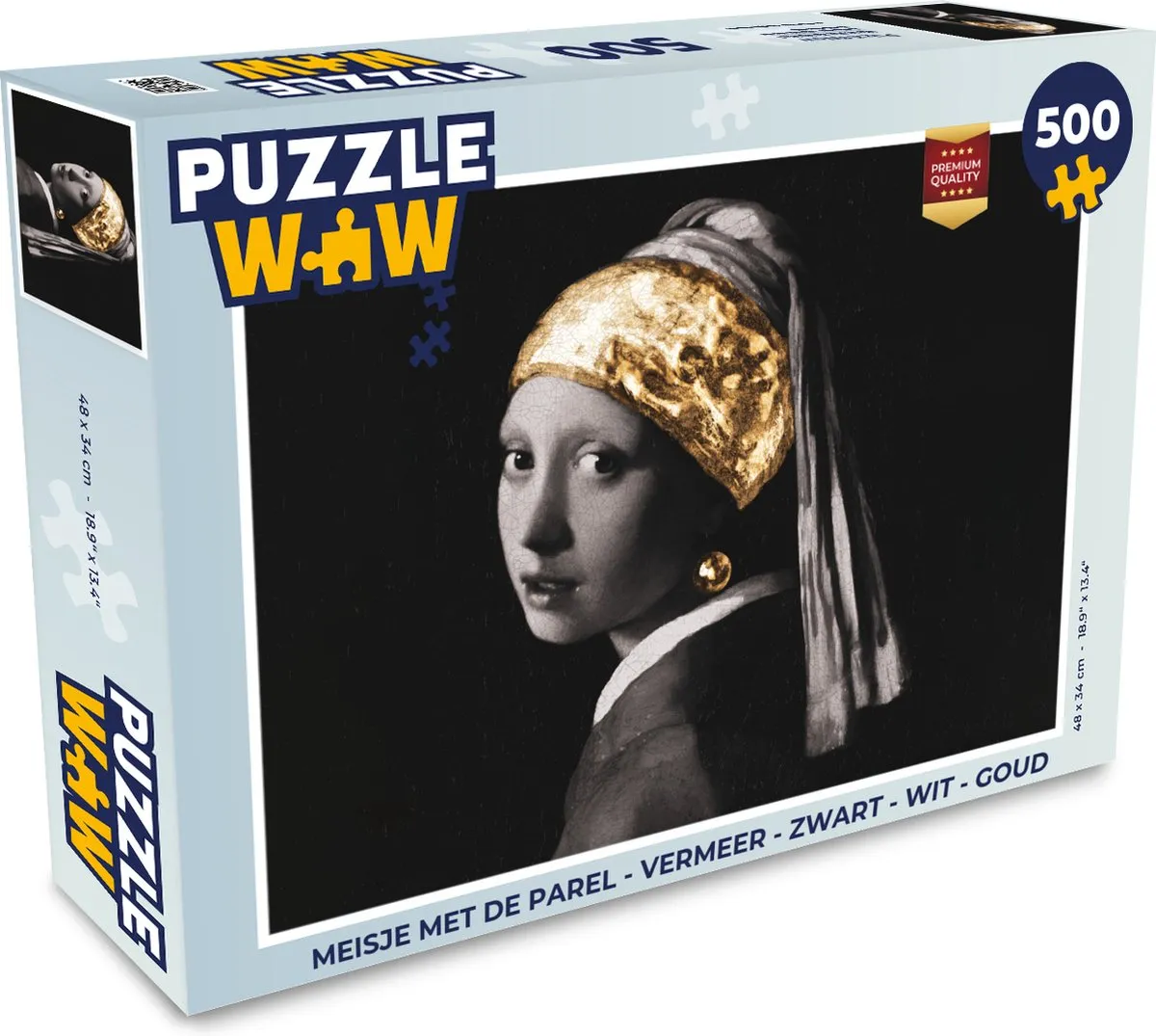 PuzzleWow Vermeer Meisje met de parel Legpuzzel 500 Stuks