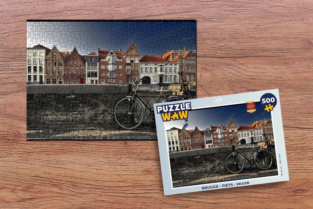 PuzzleWow Brugge Fiets Legpuzzel 500 Stuks - Multicolor