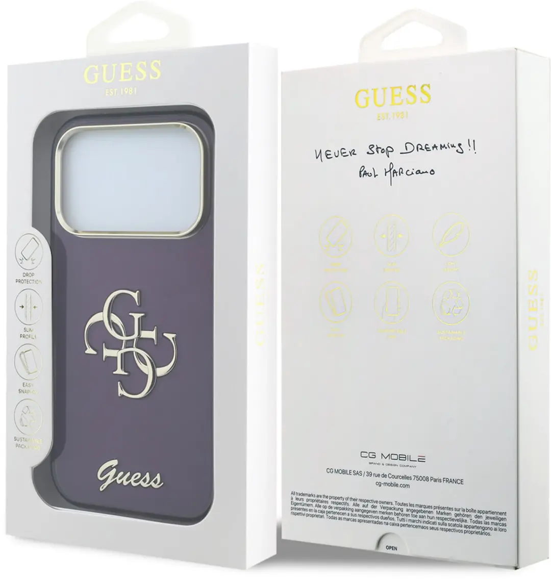 Guess IML 4G Script Metal iPhone 18 Pro Max - Bordeauxrood - afbeelding 3 van 6