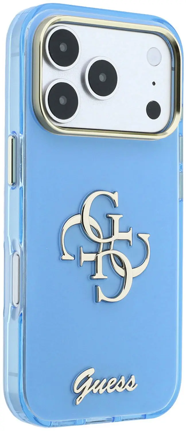 Guess IML 4G Script Metal iPhone 18 Pro Max Hoesje - Lichtblauw - afbeelding 3 van 6