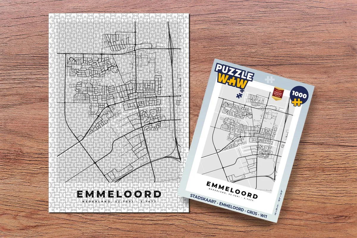 PuzzleWow Stadskaart Emmeloord Legpuzzel 1000 Stuks - Multicolor
