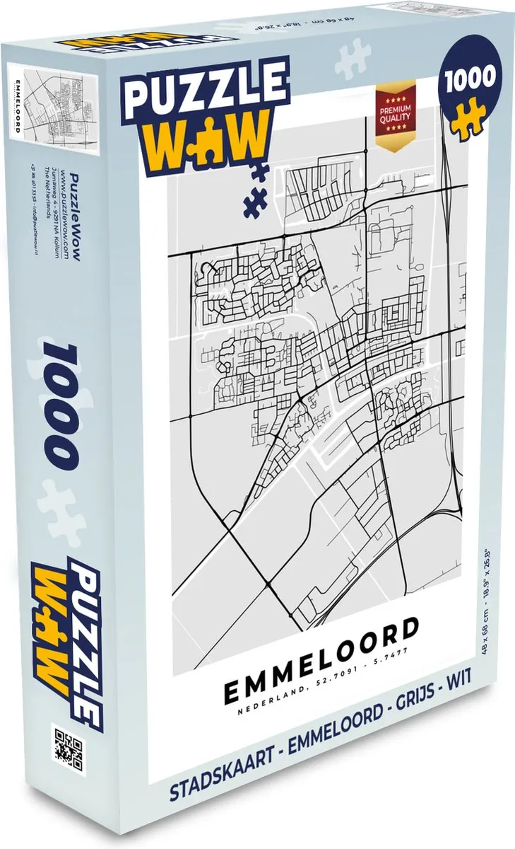 PuzzleWow Stadskaart Emmeloord Legpuzzel 1000 Stuks