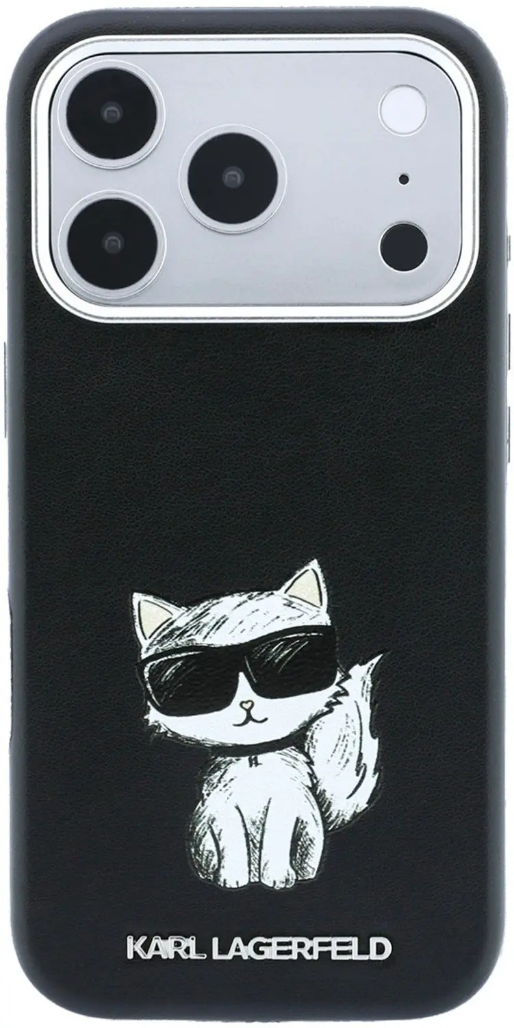 Karl Lagerfeld Choupette Sketch iPhone 18 Pro Hoesje - MagSafe - Zwart - afbeelding 3 van 6
