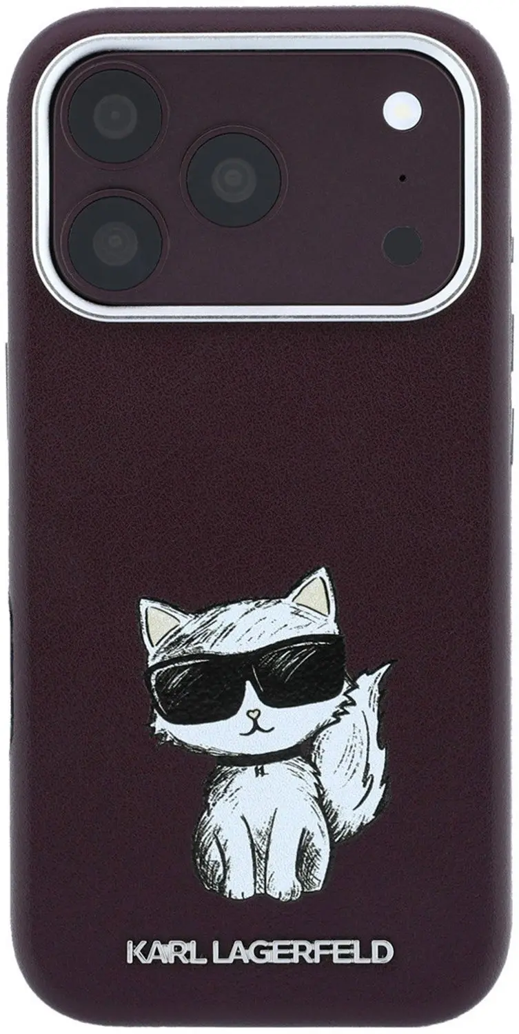 Karl Lagerfeld Choupette Sketch iPhone 18 Pro Hoesje - Bordeauxrood - afbeelding 2 van 6