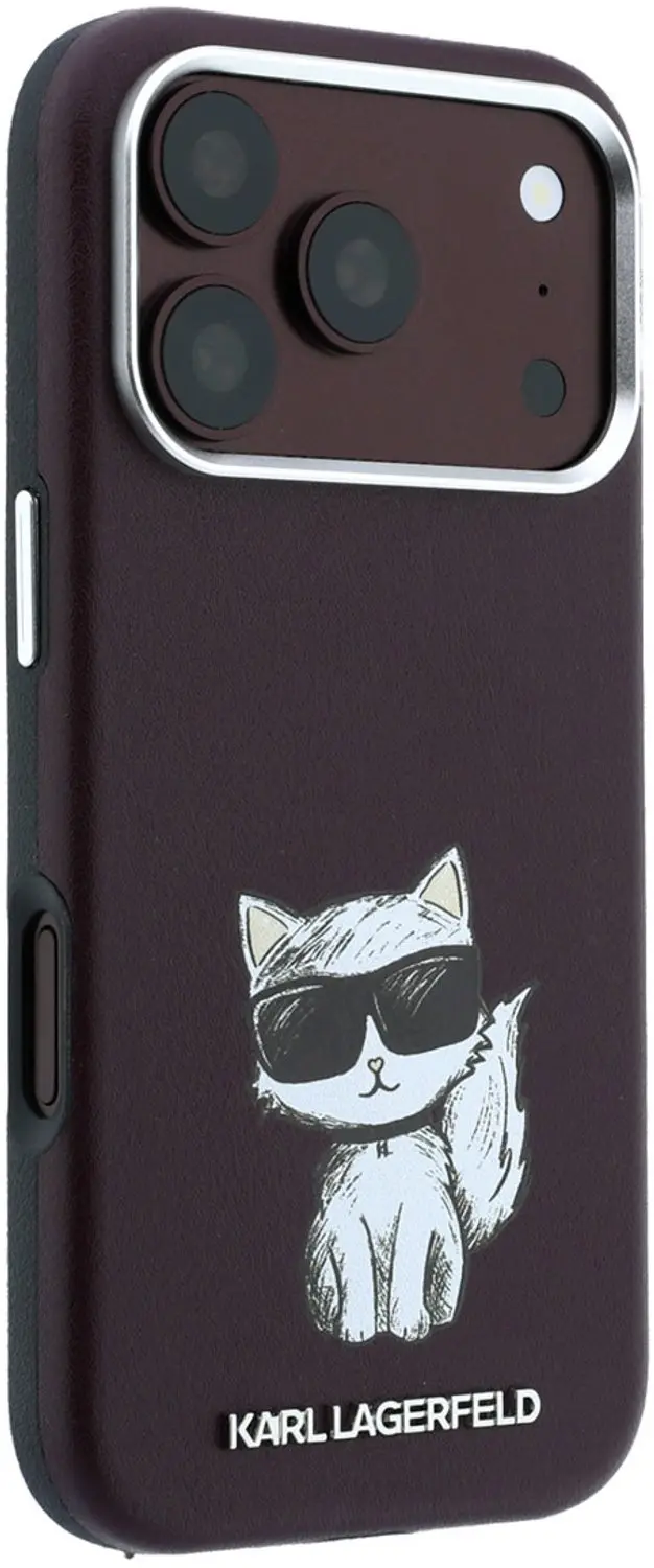Karl Lagerfeld Choupette Sketch iPhone 18 Pro Hoesje - Bordeauxrood - afbeelding 4 van 6