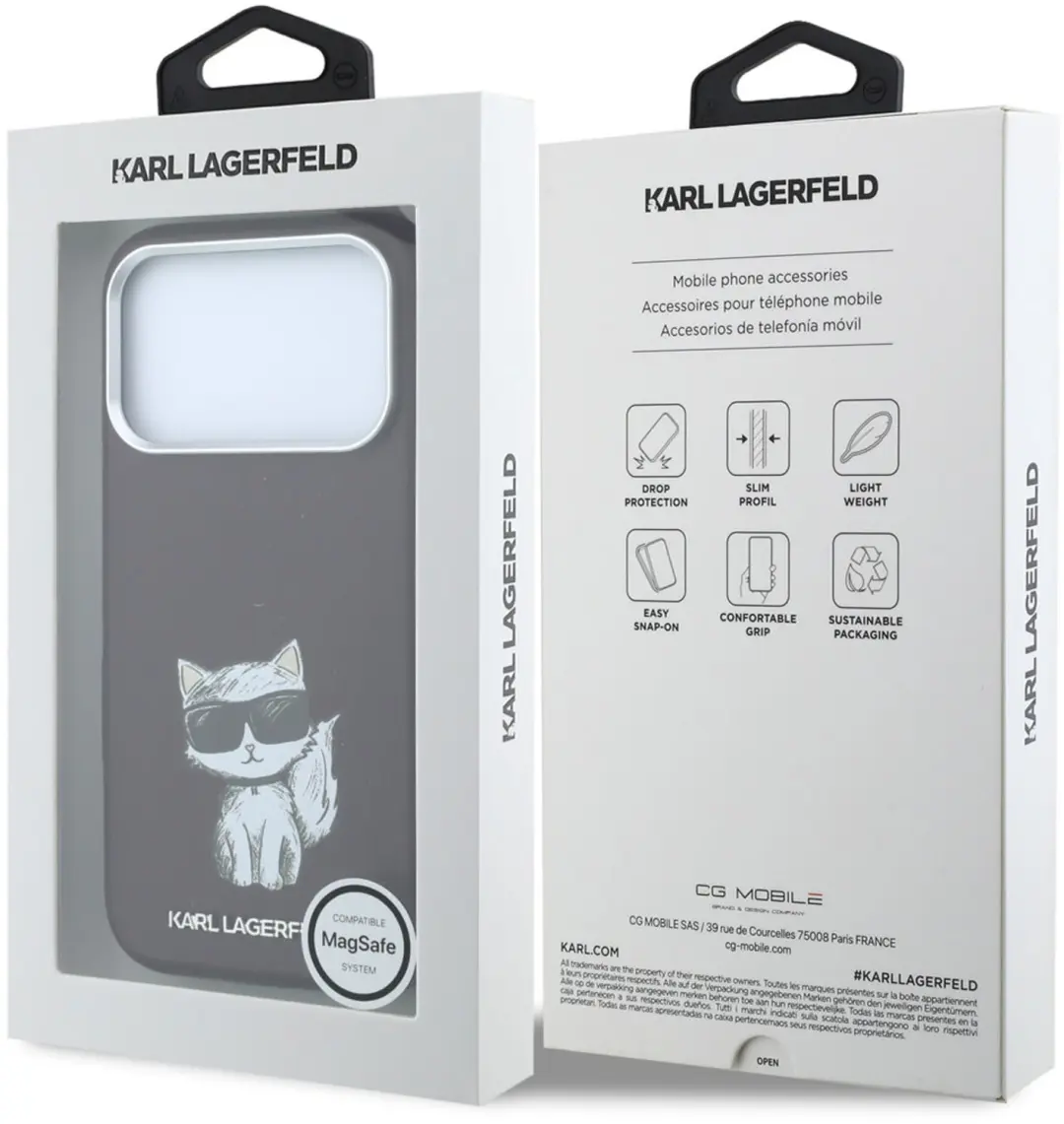 Karl Lagerfeld Choupette Sketch iPhone 18 Pro Hoesje - Bordeauxrood - afbeelding 6 van 6