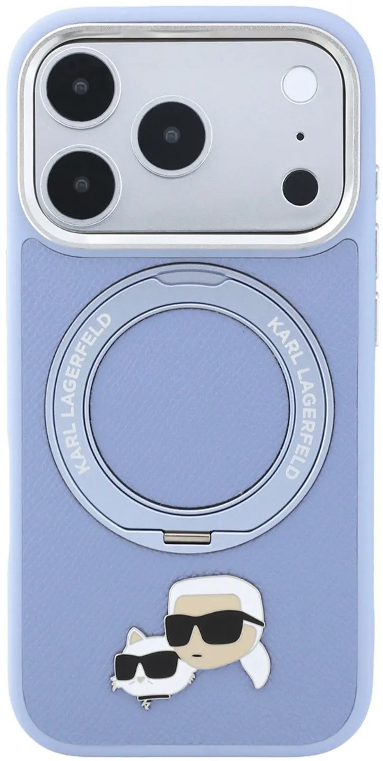 Karl Lagerfeld Karl & Choupette Heads Pin MagSafe Hoesje - Lichtblauw - afbeelding 3 van 6