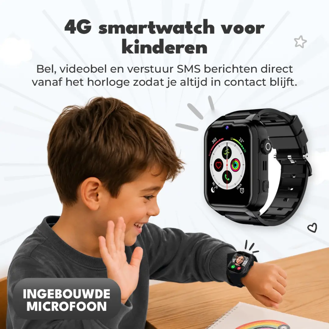 Denver SWGL-149B Kindersmartwatch 4G GPS - Zwart - afbeelding 4 van 6