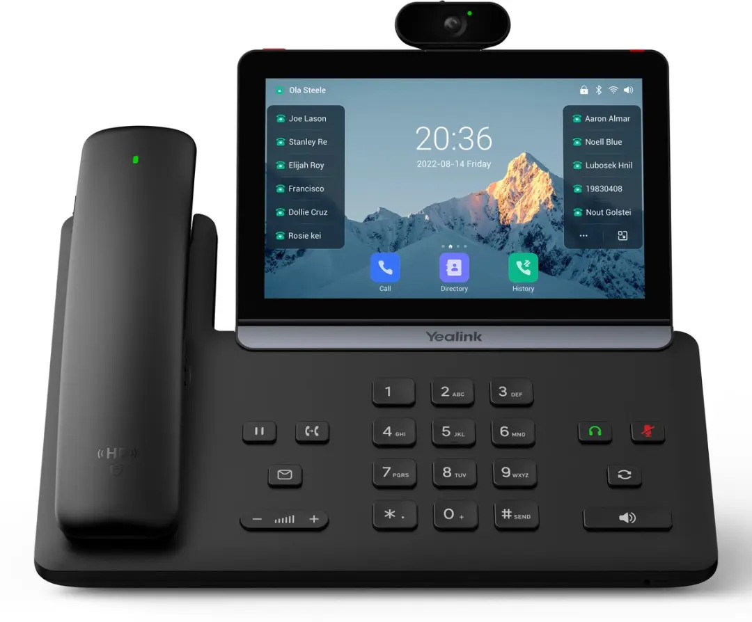 7" 1024 x 600, 16 VoIP, 2x Gigabit Ethernet, 2 x RJ9, USB-A, USB-C, PoE 802.3af,