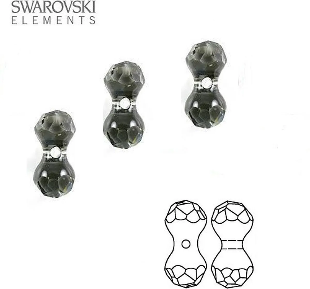Swarovski Elements Modular Kralen 11x6mm Black Diamond