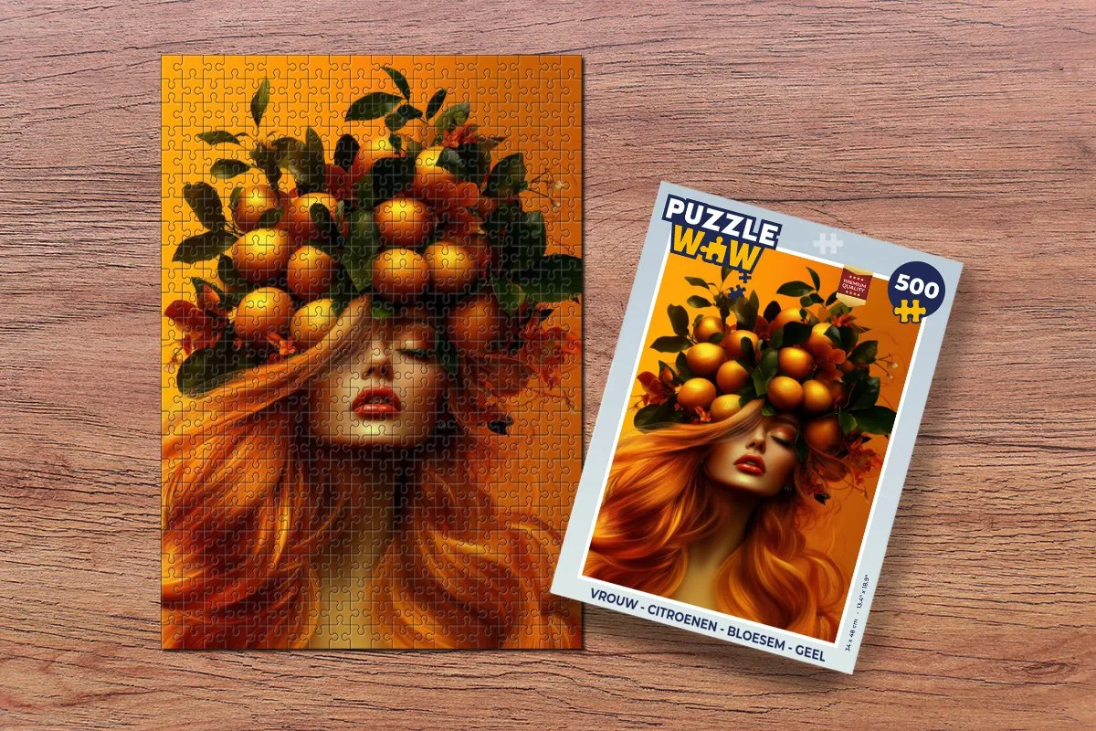 PuzzleWow Vrouw - Citroenen Bloesem Legpuzzel 500 Stuks - Geel