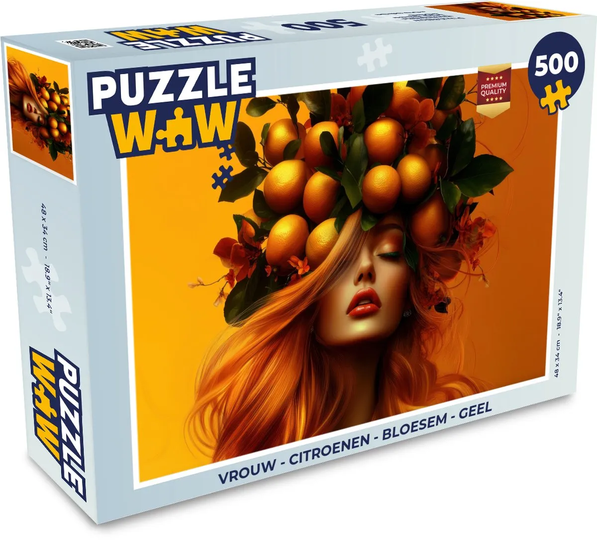 PuzzleWow Vrouw - Citroenen Bloesem Legpuzzel 500 Stuks - Geel