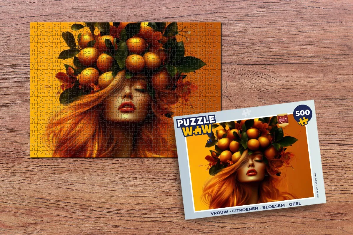PuzzleWow Vrouw - Citroenen Bloesem Legpuzzel 500 Stuks - Geel