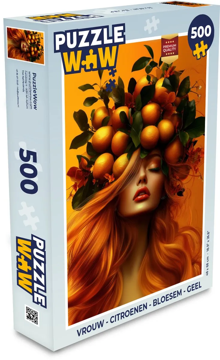 PuzzleWow Vrouw - Citroenen Bloesem Legpuzzel 500 Stuks - Geel