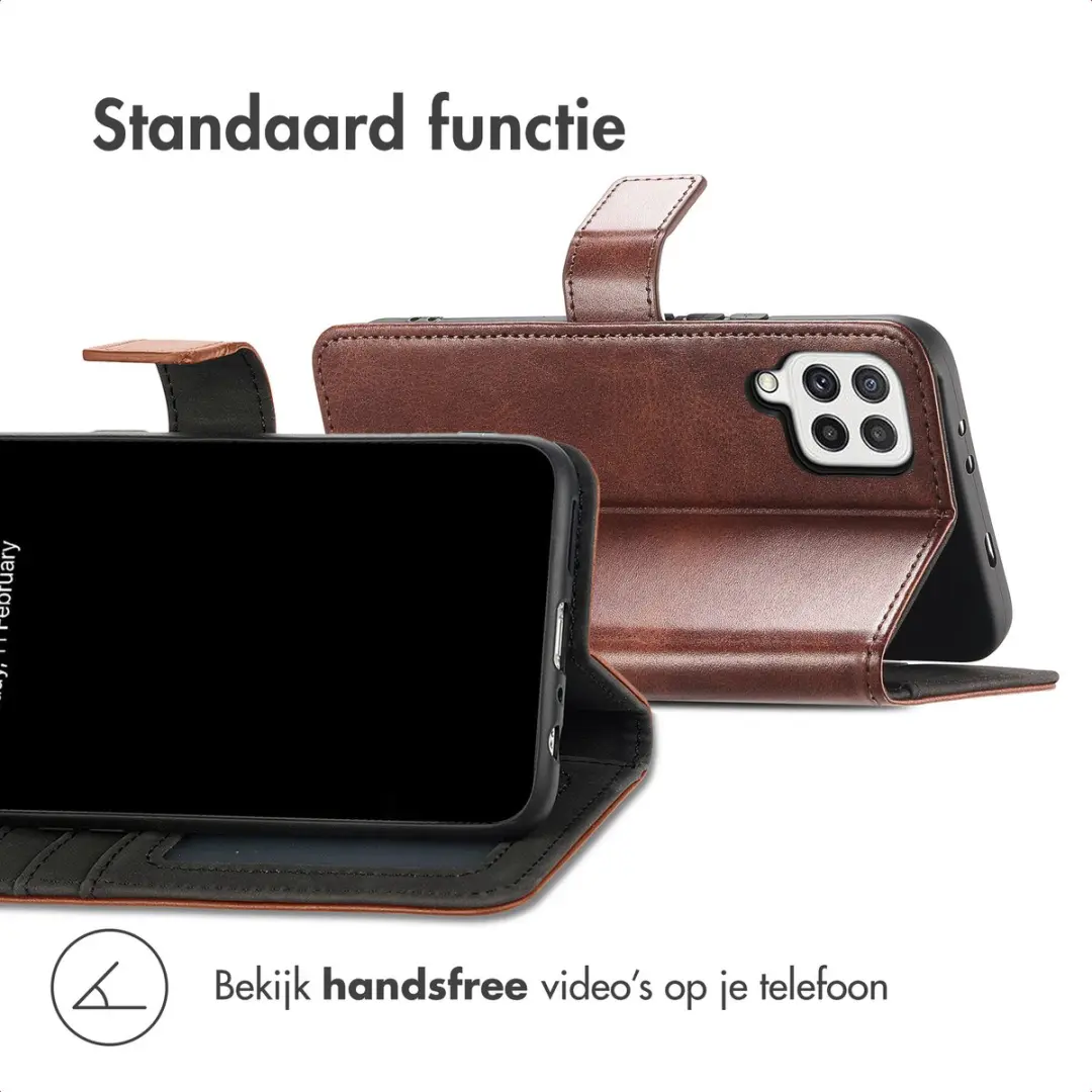 imoshion Luxe Bookcase Hoesje - Samsung Galaxy A22 4G - Donkerbruin - afbeelding 3 van 6
