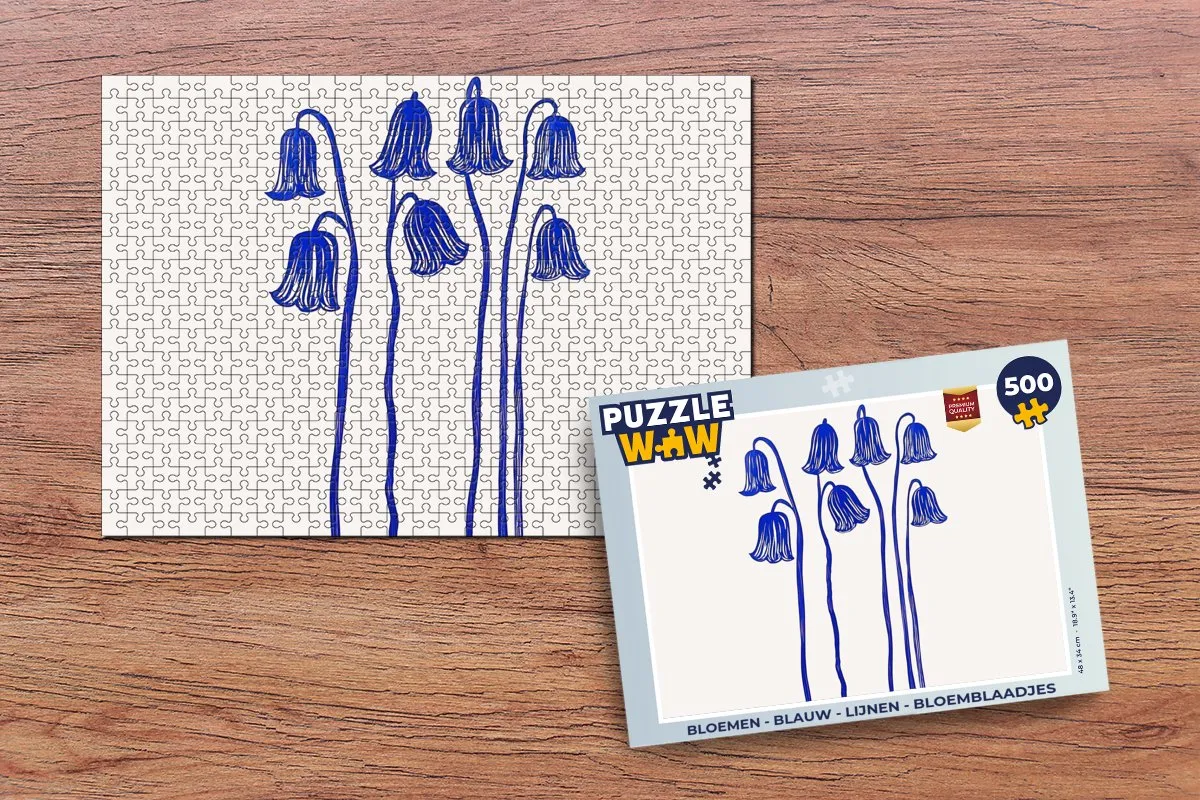 PuzzleWow Bloemen Legpuzzel 500 Stuks - Blauw
