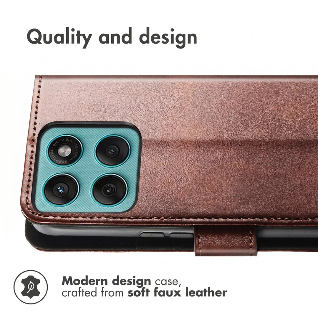 Imoshion Luxe Bookcase Hoesje - Motorola Edge 60 Fusion - Donkerbruin - afbeelding 6 van 6